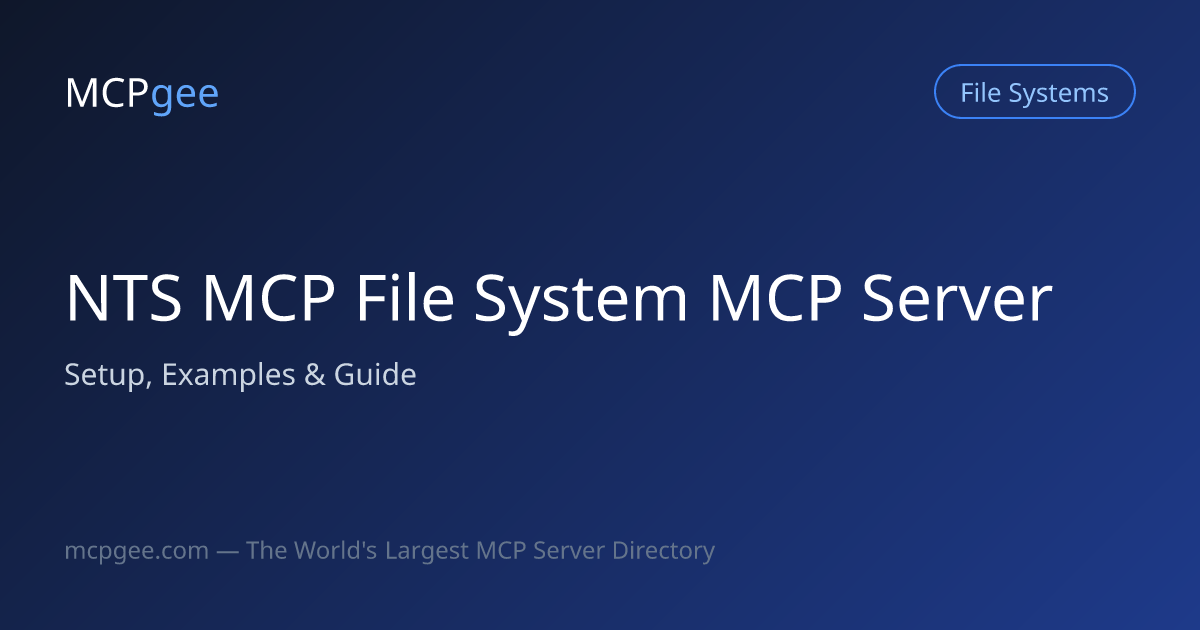 NTS MCP File System MCP Server (2026) | Setup, Examples & Guide